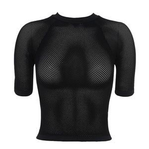 House of CB Sculpt Black Knitted Stretch Mesh Crop Top